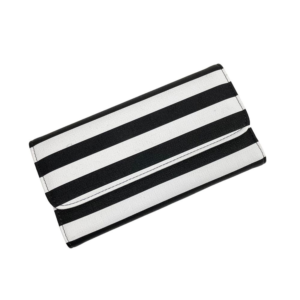 Kut from the Kloth | NWOT Black & White Stripe Tri-Fold Rectangular Wallet